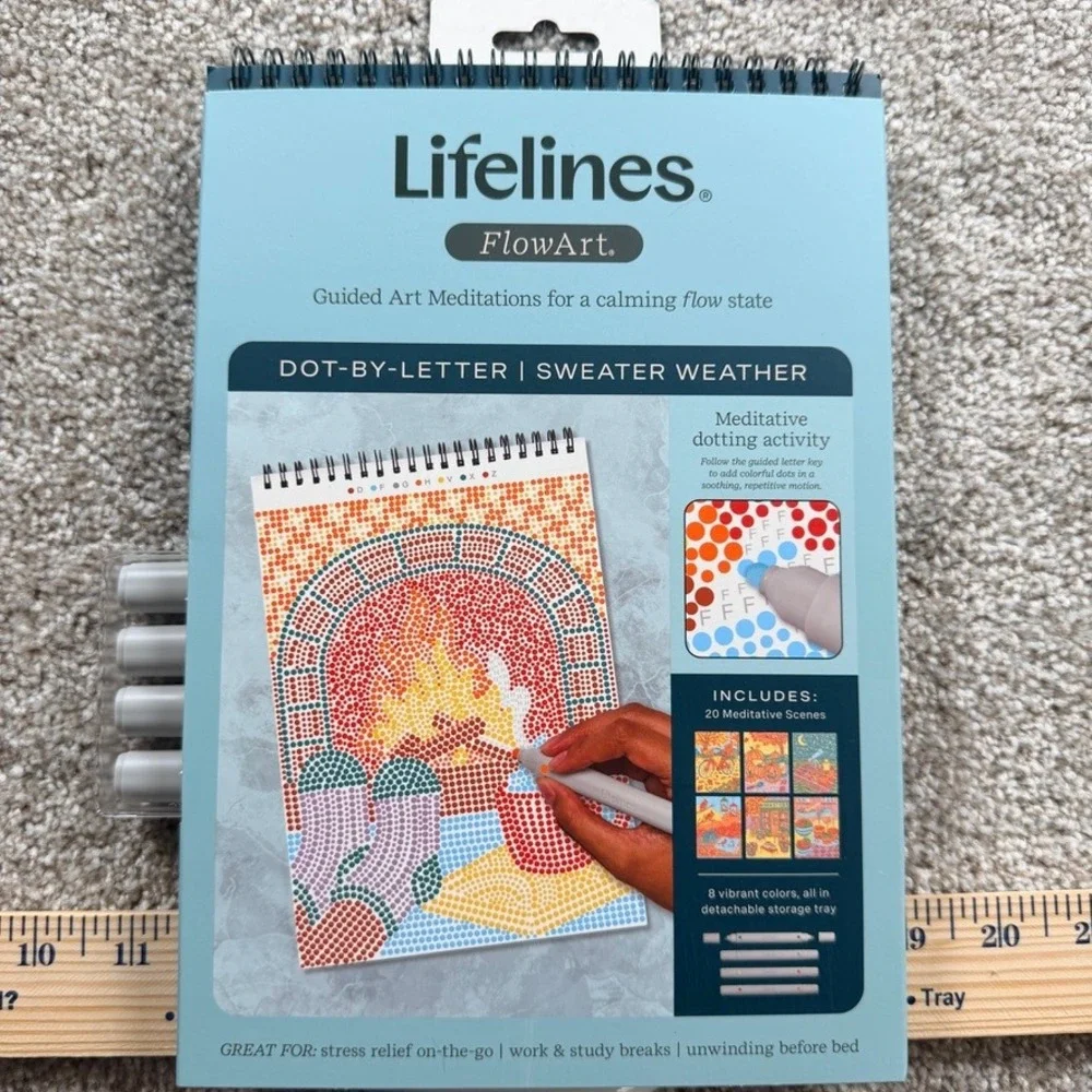 Lifelines FlowArt Dot-By-Letter Sweater Weather Meditative Art Kit NEW